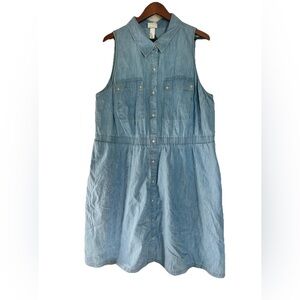 Women's Denim Sleeveless Mini Shirtdress Ava & Viv light Denim Wash